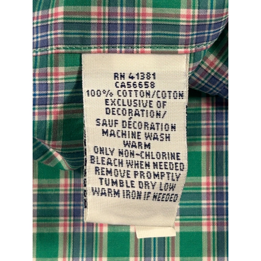 Ralph Lauren Slim Fit Plaid Button Down Shirt Mens Large Green Blue Multi Color - Picture 5 of 6